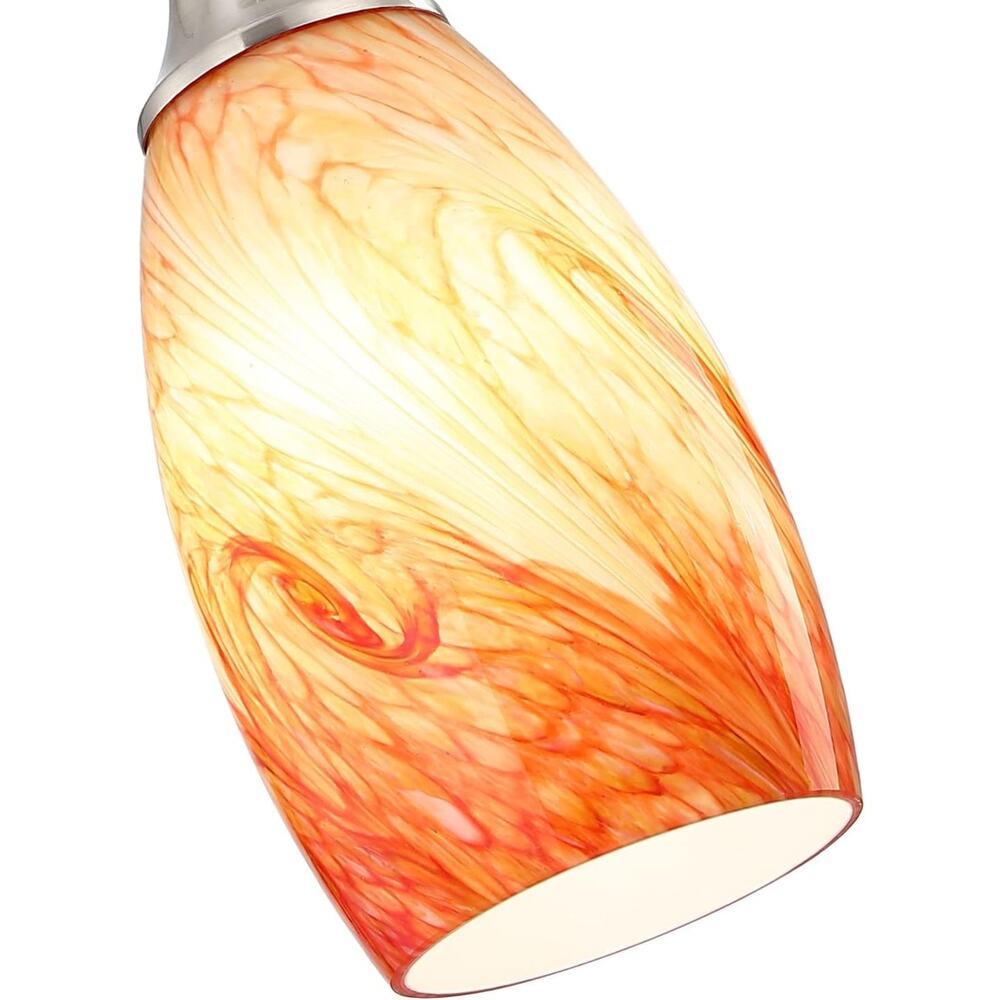 Red Marble Art Glass Mini Pendant Light, Brushed Nickel - Picture 3 of 4